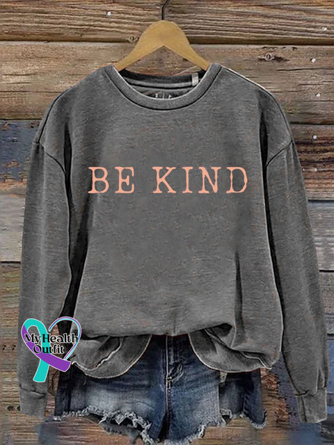 Be Kind Print Casual Sweatshirt Grey / S
