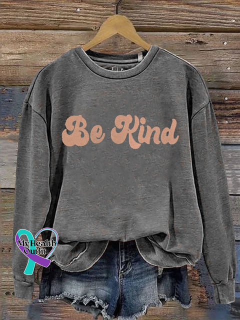Be Kind Print Casual Sweatshirt Grey / S