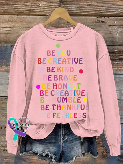 Be Kind Print Casual Sweatshirt Pink / S