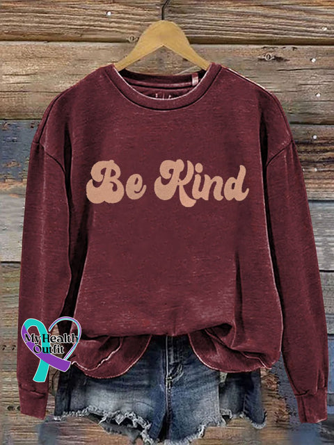 Be Kind Print Casual Sweatshirt Red / S