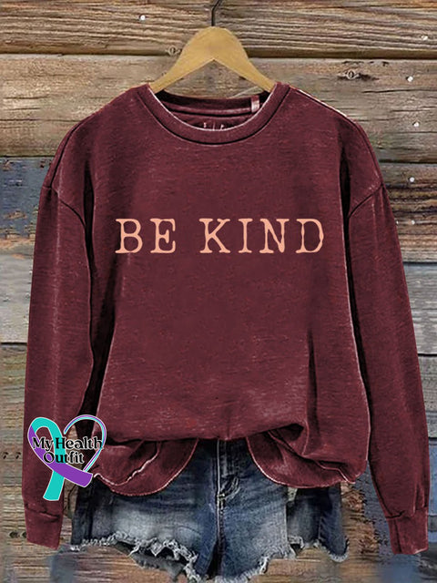 Be Kind Print Casual Sweatshirt Red / S