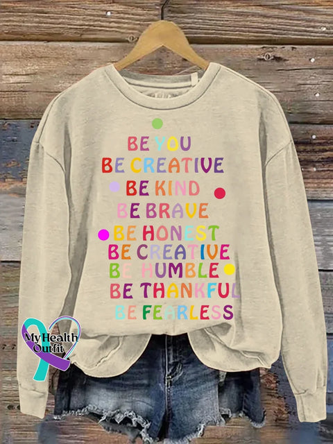 Be Kind Print Casual Sweatshirt Sand / S