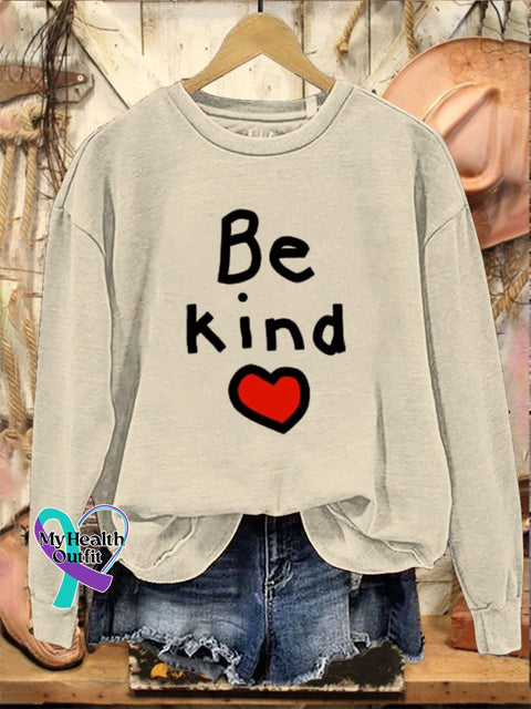 Be Kind Print Casual Sweatshirt Sand / S