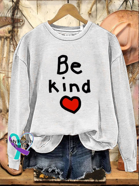 Be Kind Print Casual Sweatshirt White / S