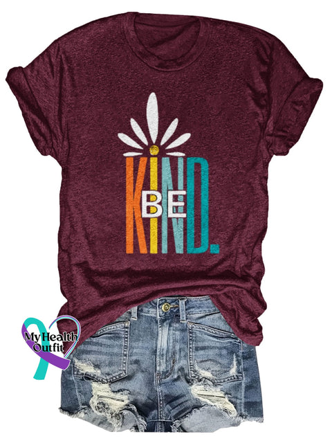Be Kind Print T-Shirt Maroon / S