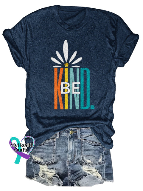 Be Kind Print T-Shirt Navy Blue / S