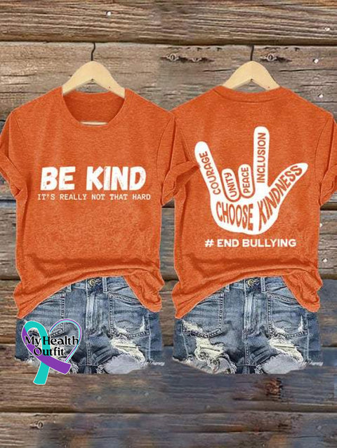 Be Kind Print T-Shirt Orange / S