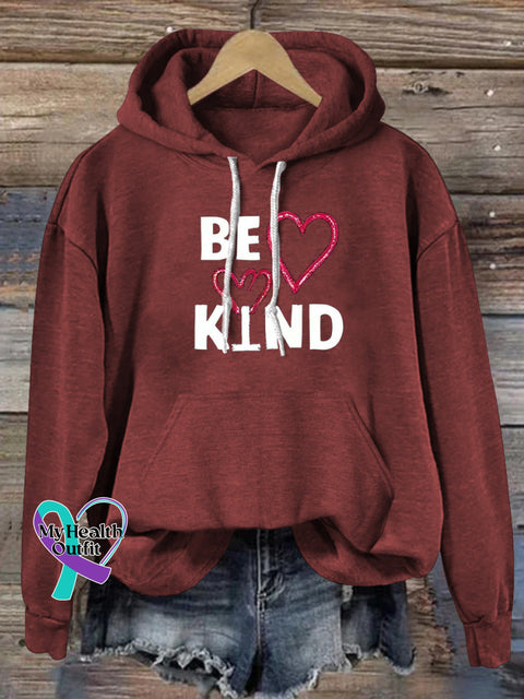 Be Kind Printed Casual Hoodie Brown / S