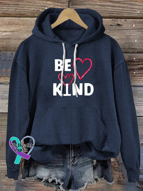 Be Kind Printed Casual Hoodie NavyBlue / S