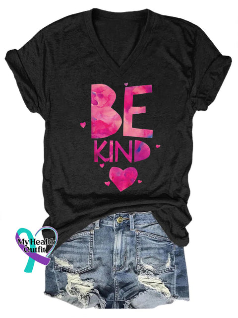 Be Kind Printed Casual Round Neck Short Sleeve T-Shirt Black / S