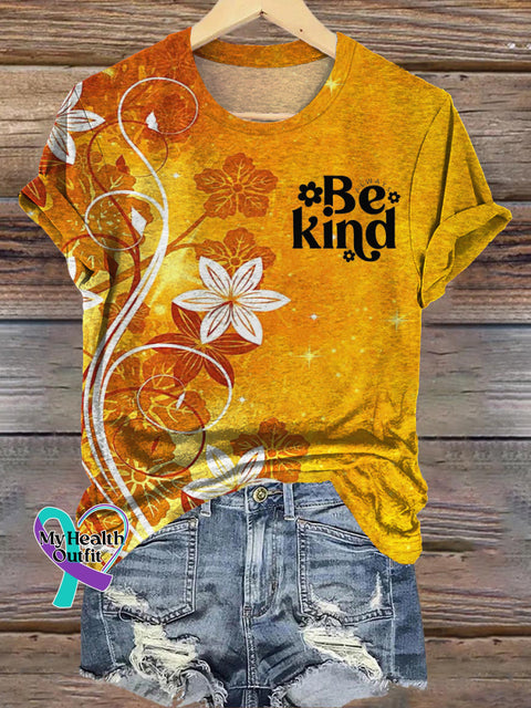 Be Kind Printed Casual Round Neck Short Sleeve T-Shirt Multicolor / S