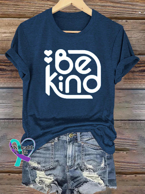 Be Kind Printed Casual Round Neck Short Sleeve T-Shirt NavyBlue / S