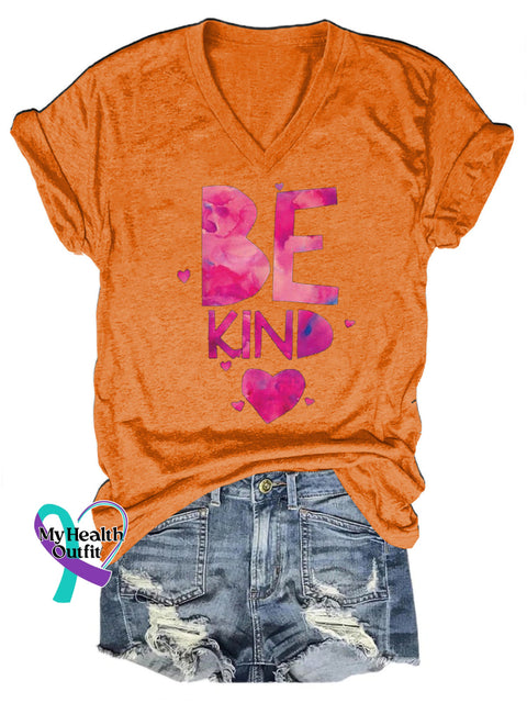 Be Kind Printed Casual Round Neck Short Sleeve T-Shirt Orange / S