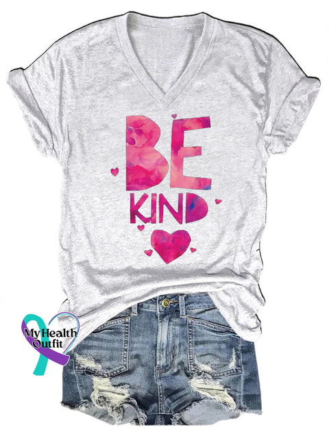 Be Kind Printed Casual Round Neck Short Sleeve T-Shirt White / S