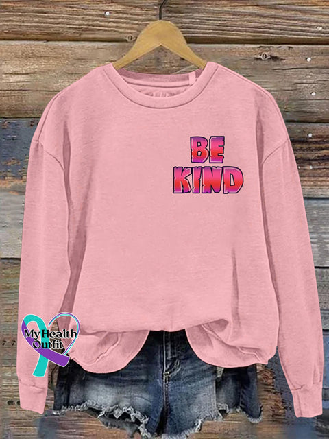 Be Kind Printed Casual Sweatshirt Pink / S