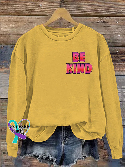 Be Kind Printed Casual Sweatshirt Yellow / S