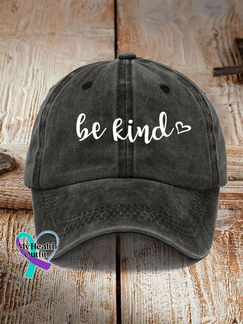 Be Kind Printed Hat Black / One-Size