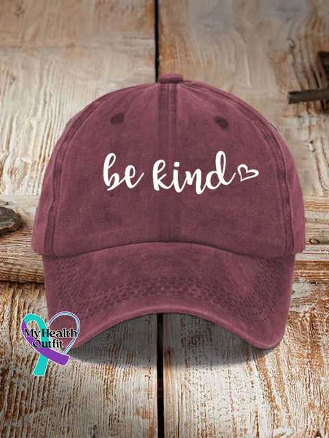 Be Kind Printed Hat Burgundy / One-Size