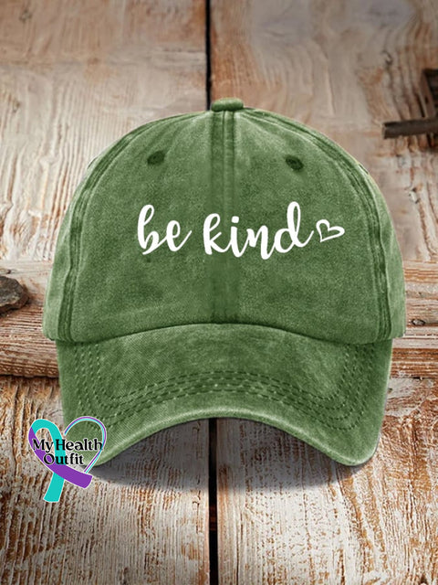 Be Kind Printed Hat Green / One-Size