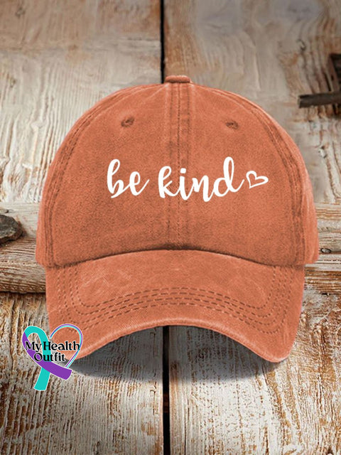 Be Kind Printed Hat Orange / One-Size