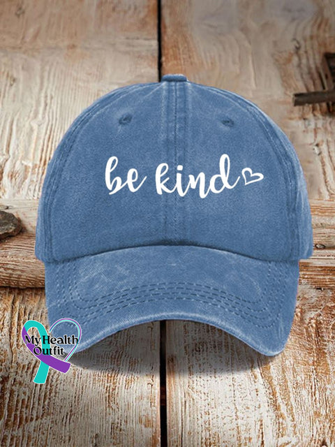 Be Kind Printed Hat Sky Blue / One-Size