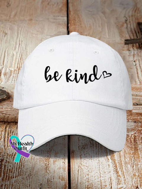 Be Kind Printed Hat White / One-Size