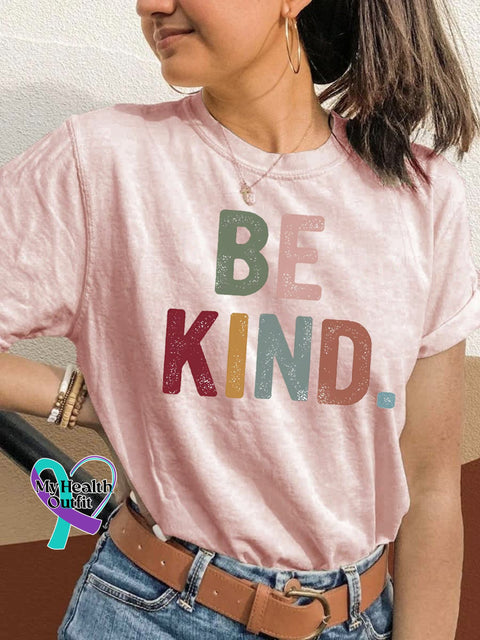 Be Kind Printing T-Shirt Pink / S