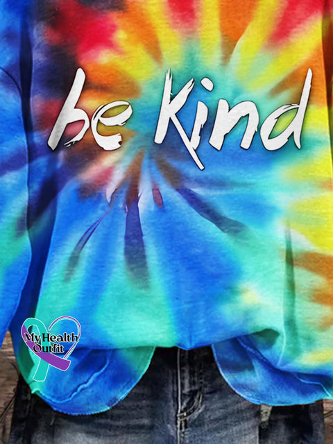 Be Kind Rainbow Art Design Print Casual Sweatshirt