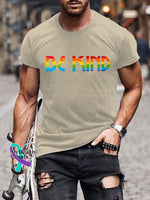 Be Kind Rainbow Print T-Shirt Sand / S