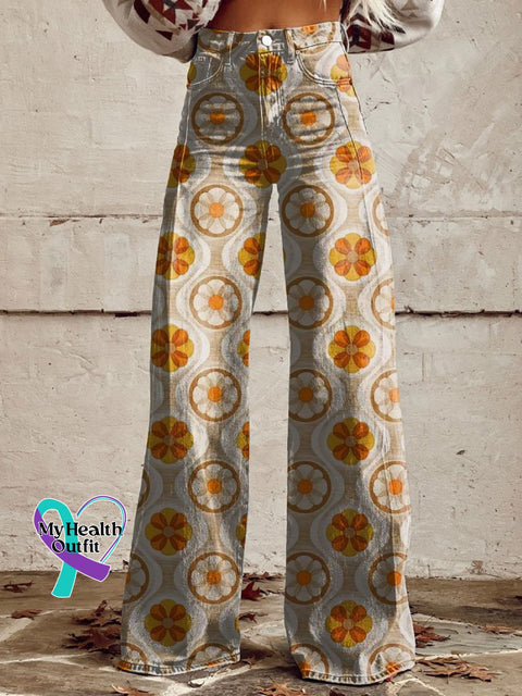 Be Kind Retro Hippie Print Casual Wide Leg Pants Multicolor / Xs