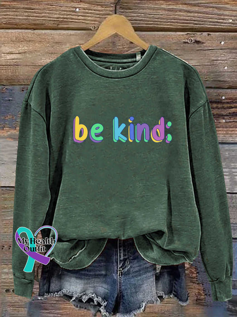 Be Kind Semicolon Mental Health Awareness Casual Sweatshirt Green / S