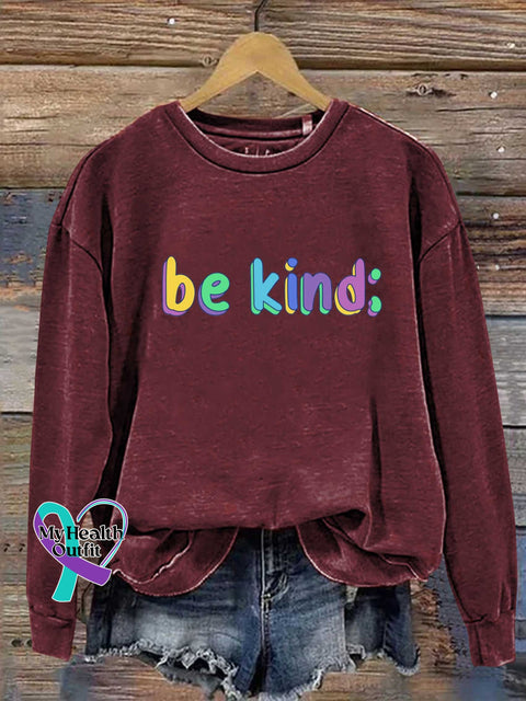 Be Kind Semicolon Mental Health Awareness Casual Sweatshirt Red / S