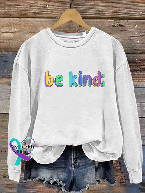 Be Kind Semicolon Mental Health Awareness Casual Sweatshirt White / S