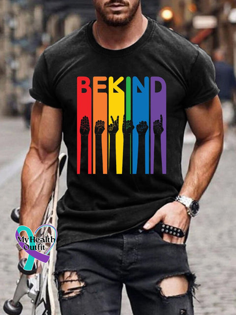 Be Kind Sign Language Kindness Pride Print T-Shirt Black / S