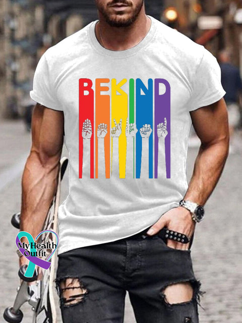 Be Kind Sign Language Kindness Pride Print T-Shirt White / S