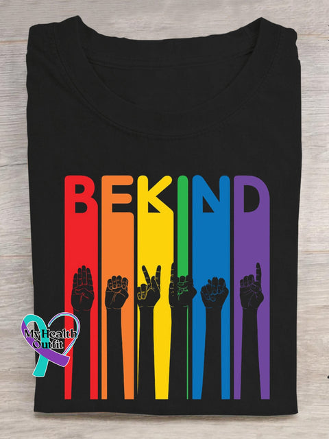 Be Kind Sign Language Kindness Pride Rainbow Black / S Short Sleeve