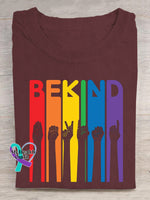 Be Kind Sign Language Kindness Pride Rainbow Maroon / S Short Sleeve