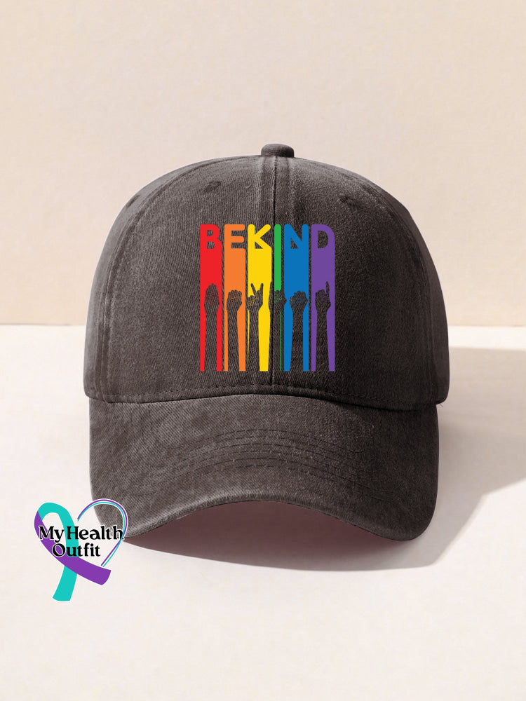 Be Kind Sign Language Kindness Pride Rainbow Print Hats Coffer / Onesize