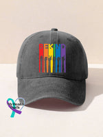 Be Kind Sign Language Kindness Pride Rainbow Print Hats Grey / Onesize