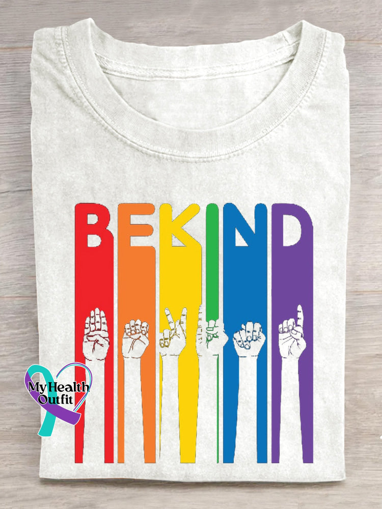 Be Kind Sign Language Kindness Pride Rainbow White / S Short Sleeve