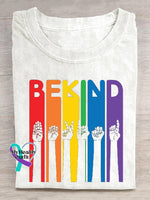 Be Kind Sign Language Kindness Pride Rainbow White / S Short Sleeve