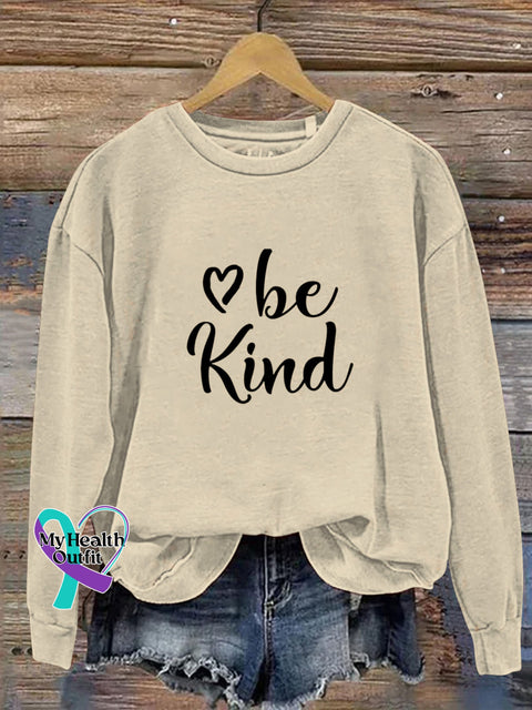 Be Kind Simple Print Casual Sweatshirt Beige / S