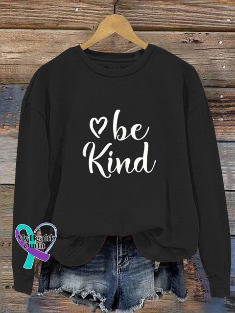 Be Kind Simple Print Casual Sweatshirt Black / S