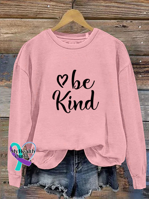 Be Kind Simple Print Casual Sweatshirt Pink / S
