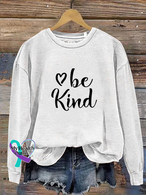 Be Kind Simple Print Casual Sweatshirt White / S