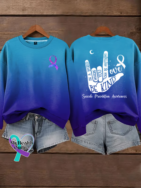 Be Kind Suicide Prevention Awareness Casual Cotton Sweatshirt DarkBlue / S