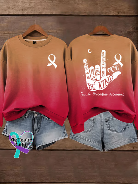 Be Kind Suicide Prevention Awareness Casual Cotton Sweatshirt Red / S