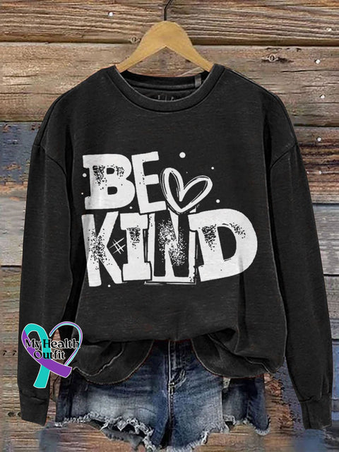 Be Kind Teacher Casual Print Sweatshirt Black / S