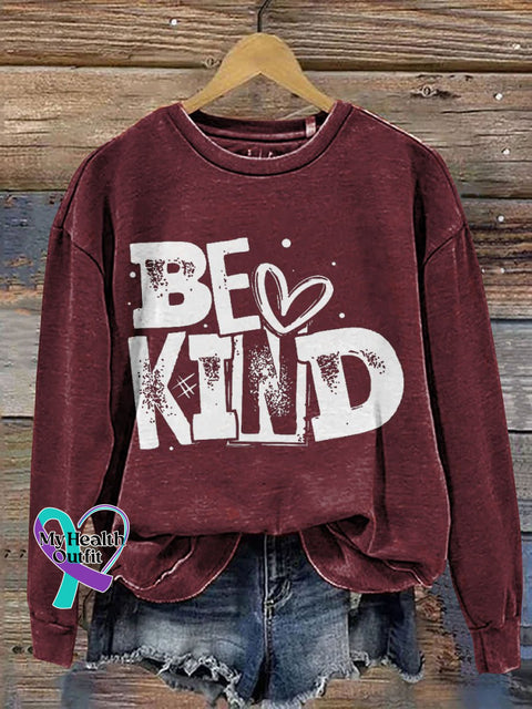 Be Kind Teacher Casual Print Sweatshirt Maroon / S