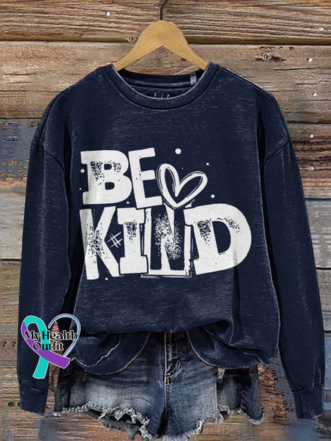 Be Kind Teacher Casual Print Sweatshirt Navyblue / S